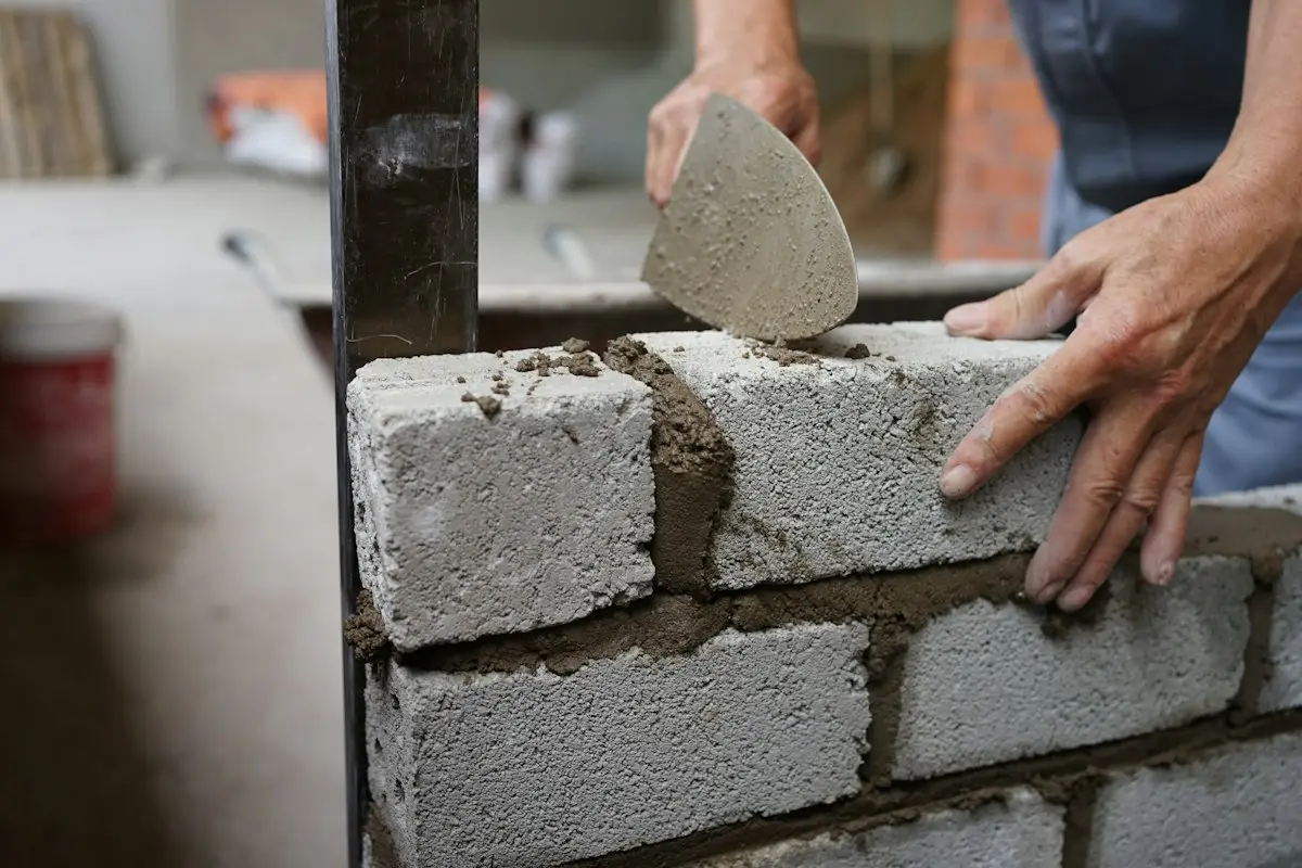 Blockwork being laid