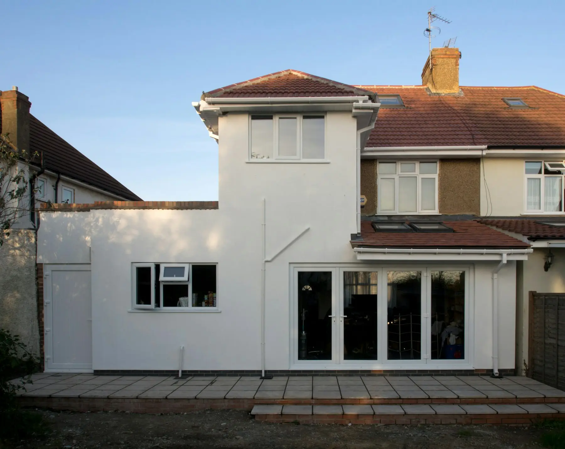 Finished rear extension with wide glazed doors