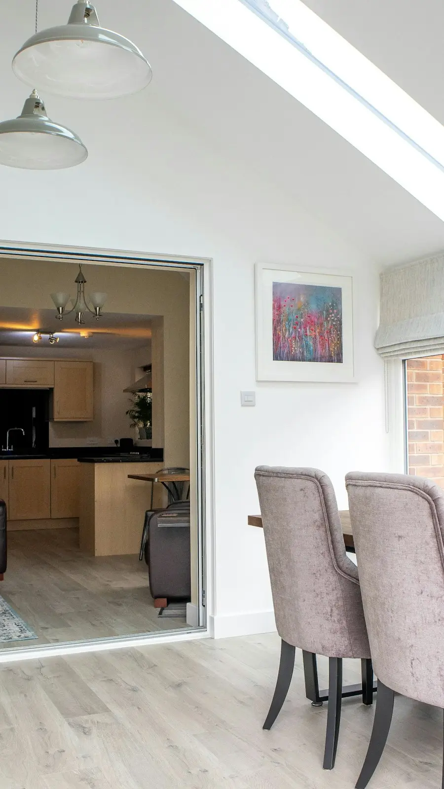 Bright kitchen extension with roof lights