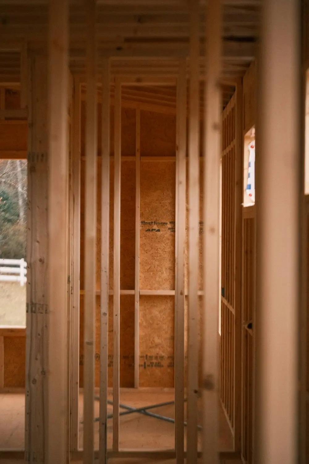 Timber stud walls going up