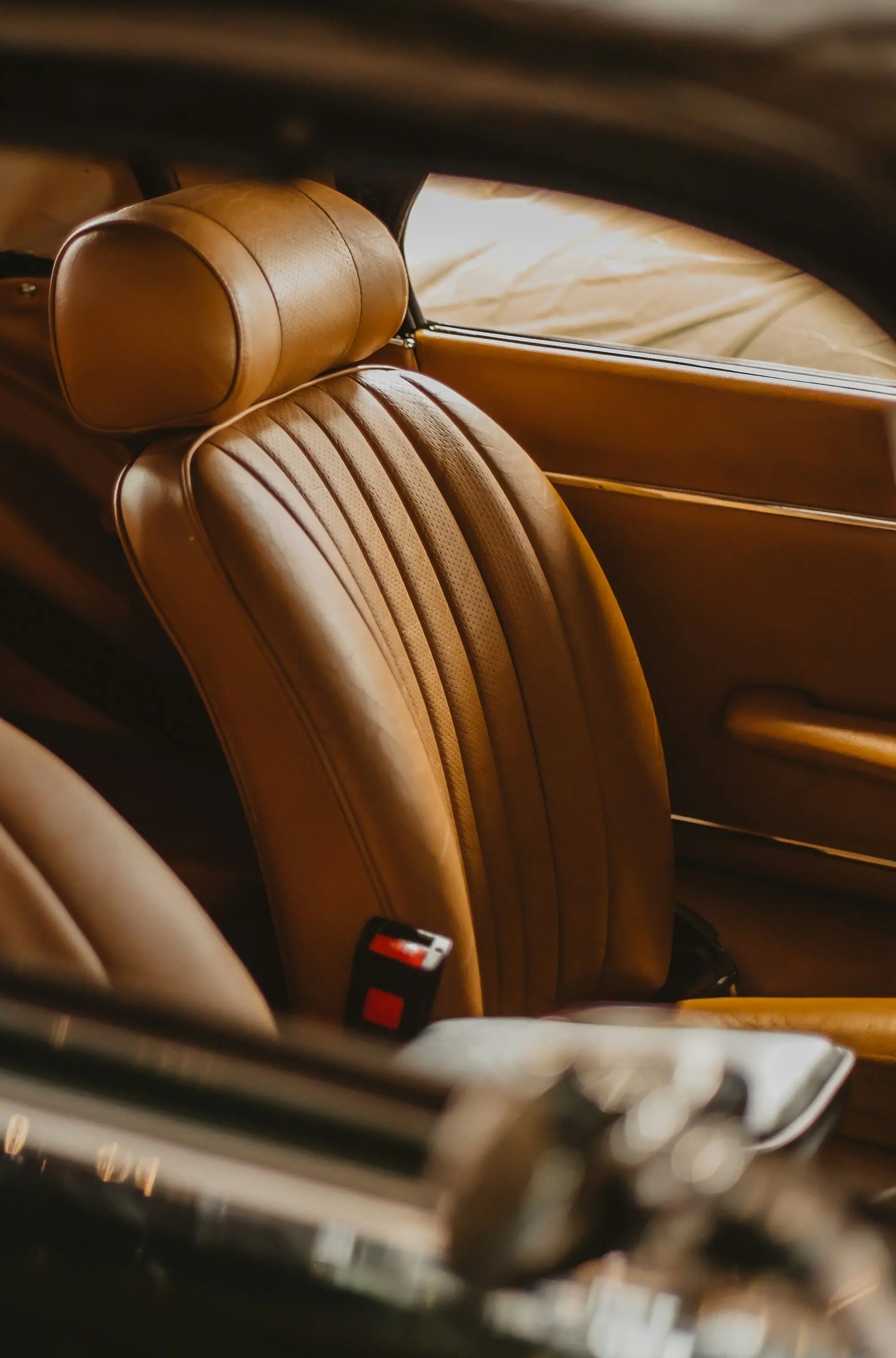 Quilted tan leather front seats