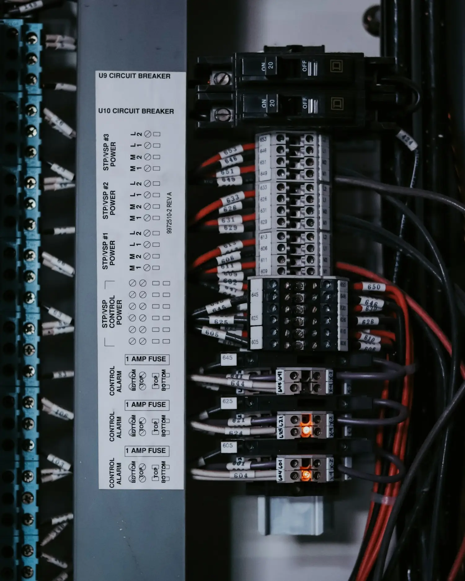 Organised cabling in a distribution board