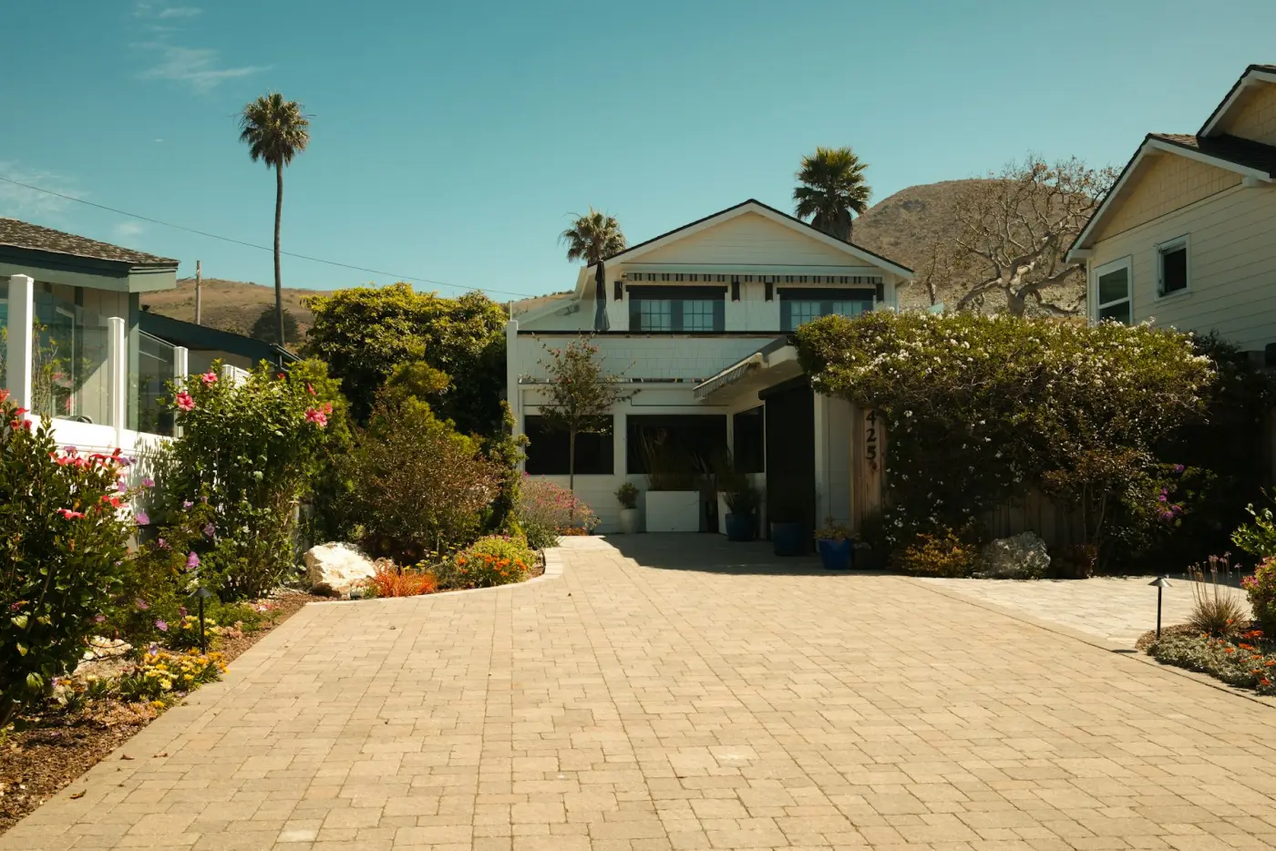 Clean block paved driveway