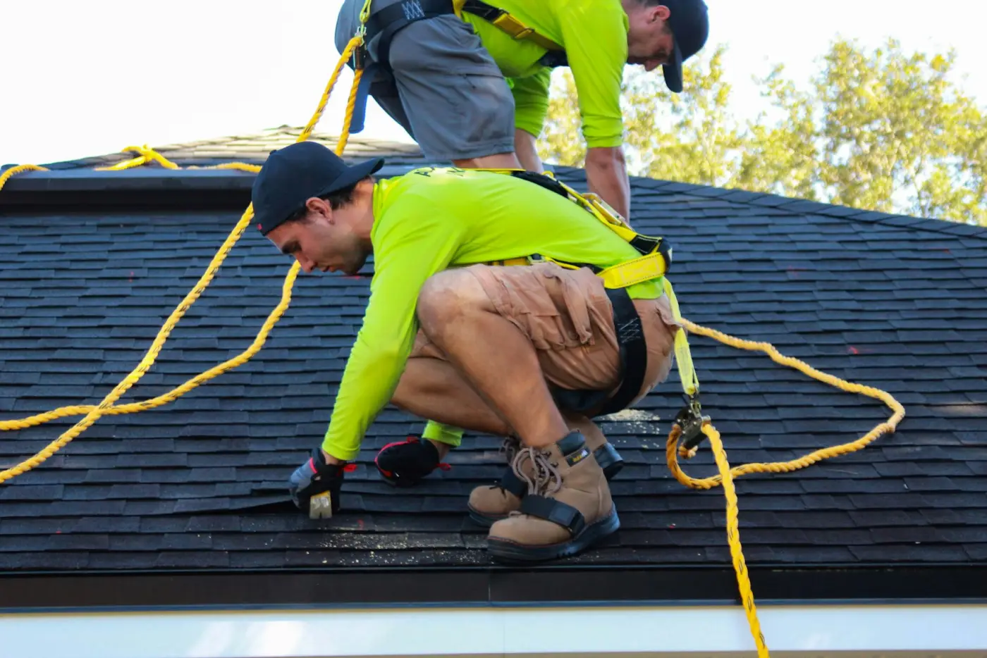 Roofers working on a new roof
