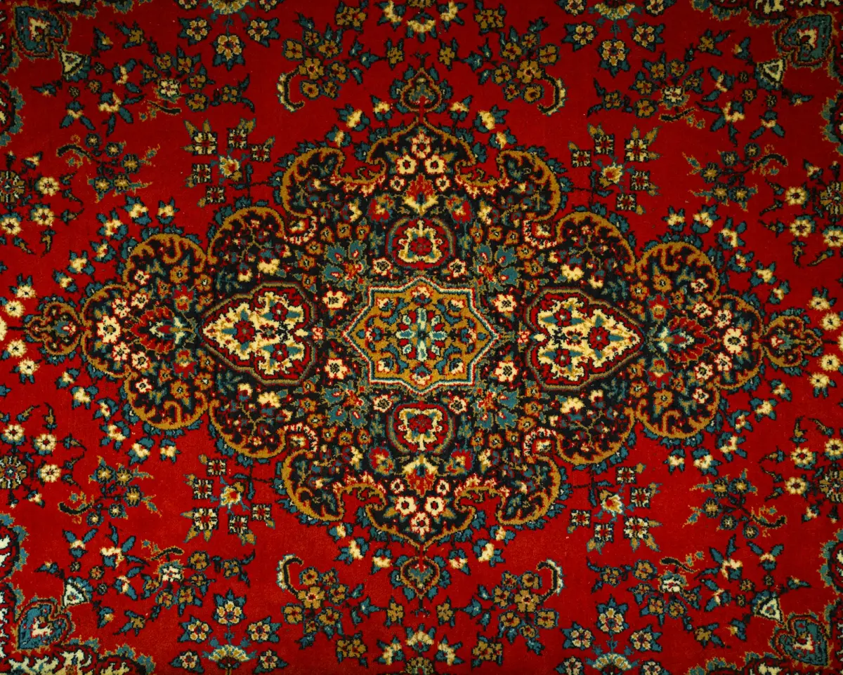 Red patterned traditional rug